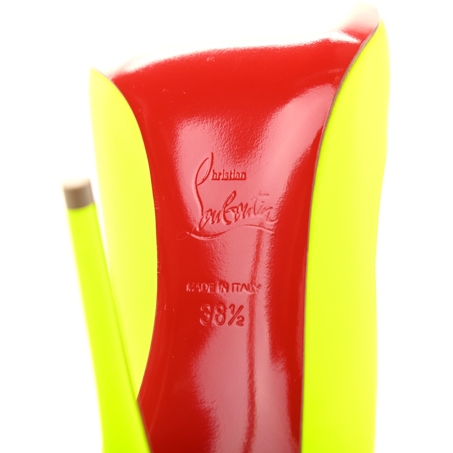 Christian Louboutin Calfskin Hot Chick 100 Pumps 38.5 Fluo 6 of 7