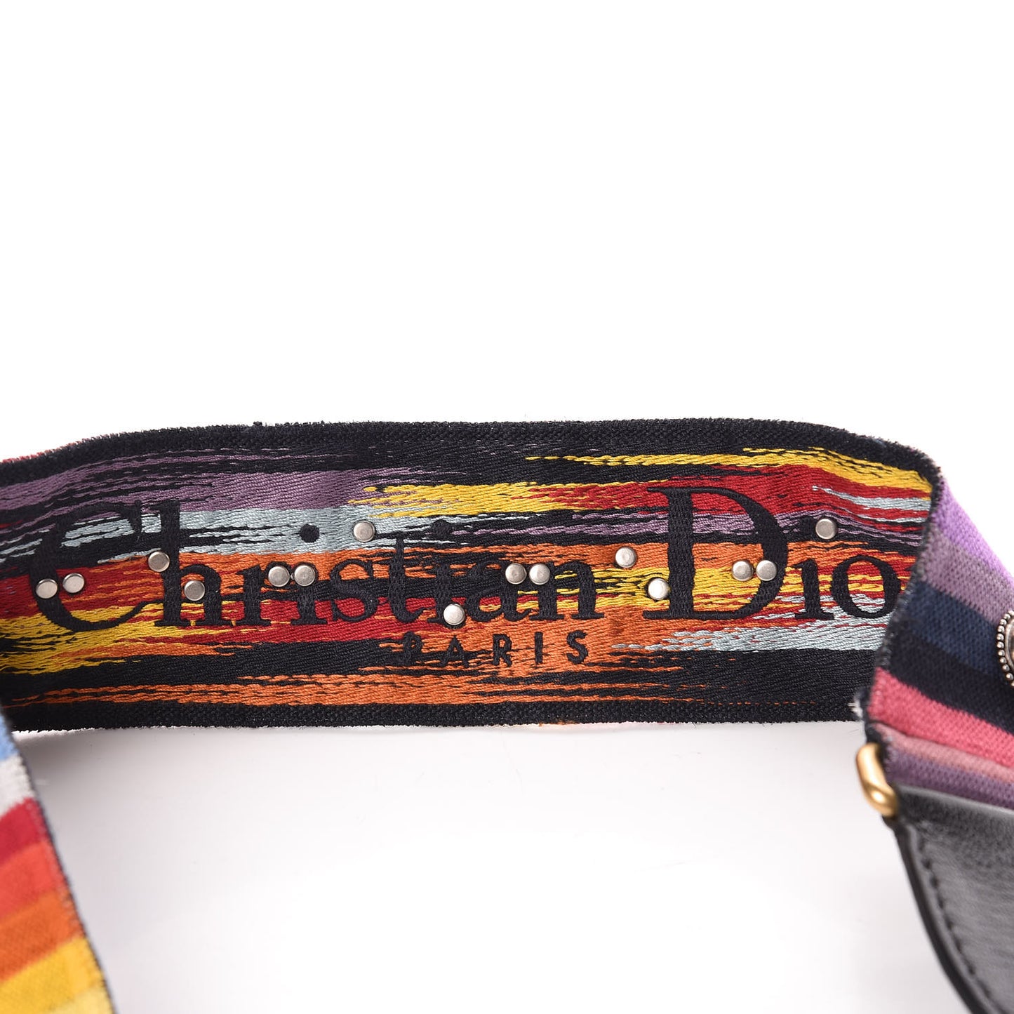 Canvas Embroidered Studded Rainbow Shoulder Strap