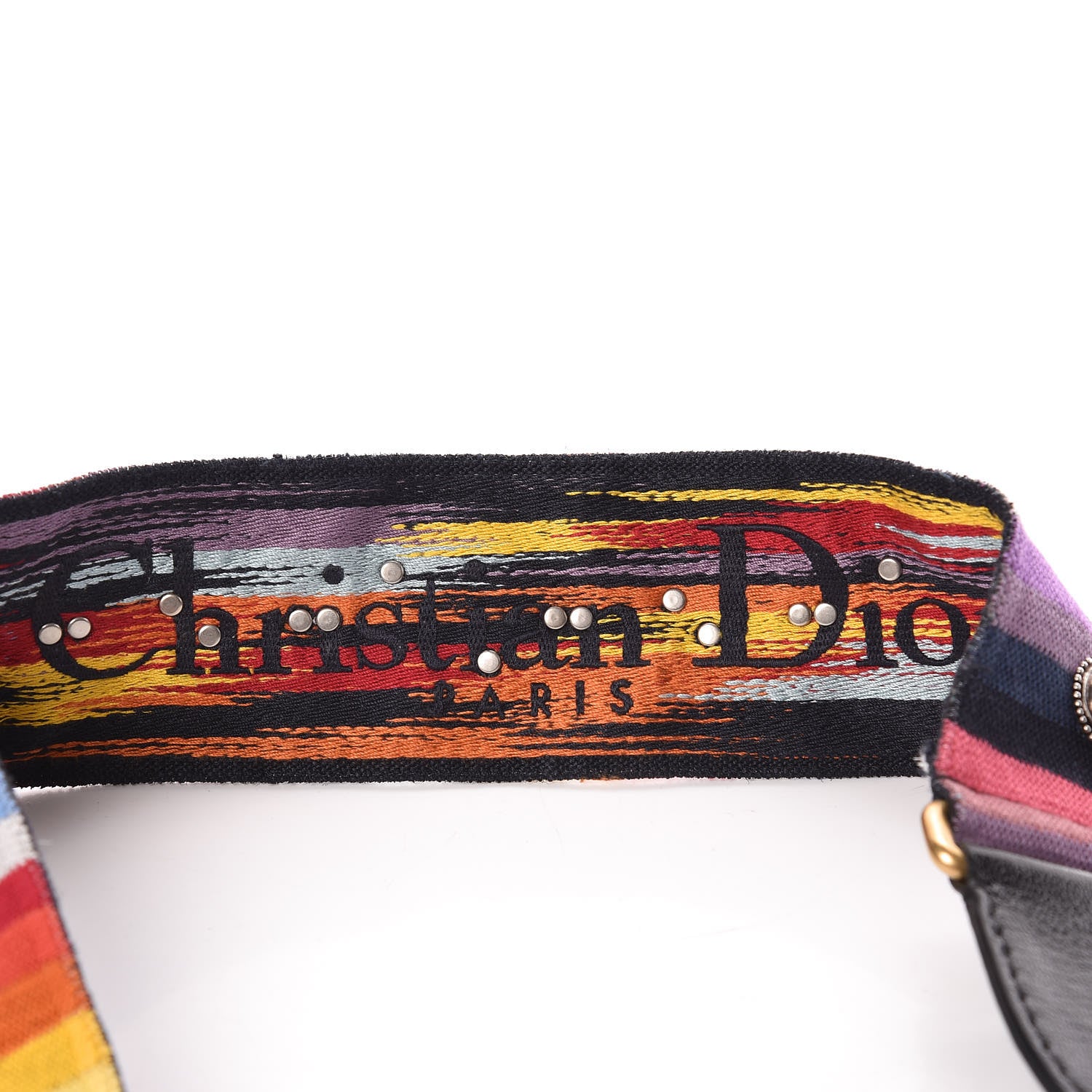Christian Dior Canvas Embroidered Studded Rainbow Shoulder Strap 3 of 3
