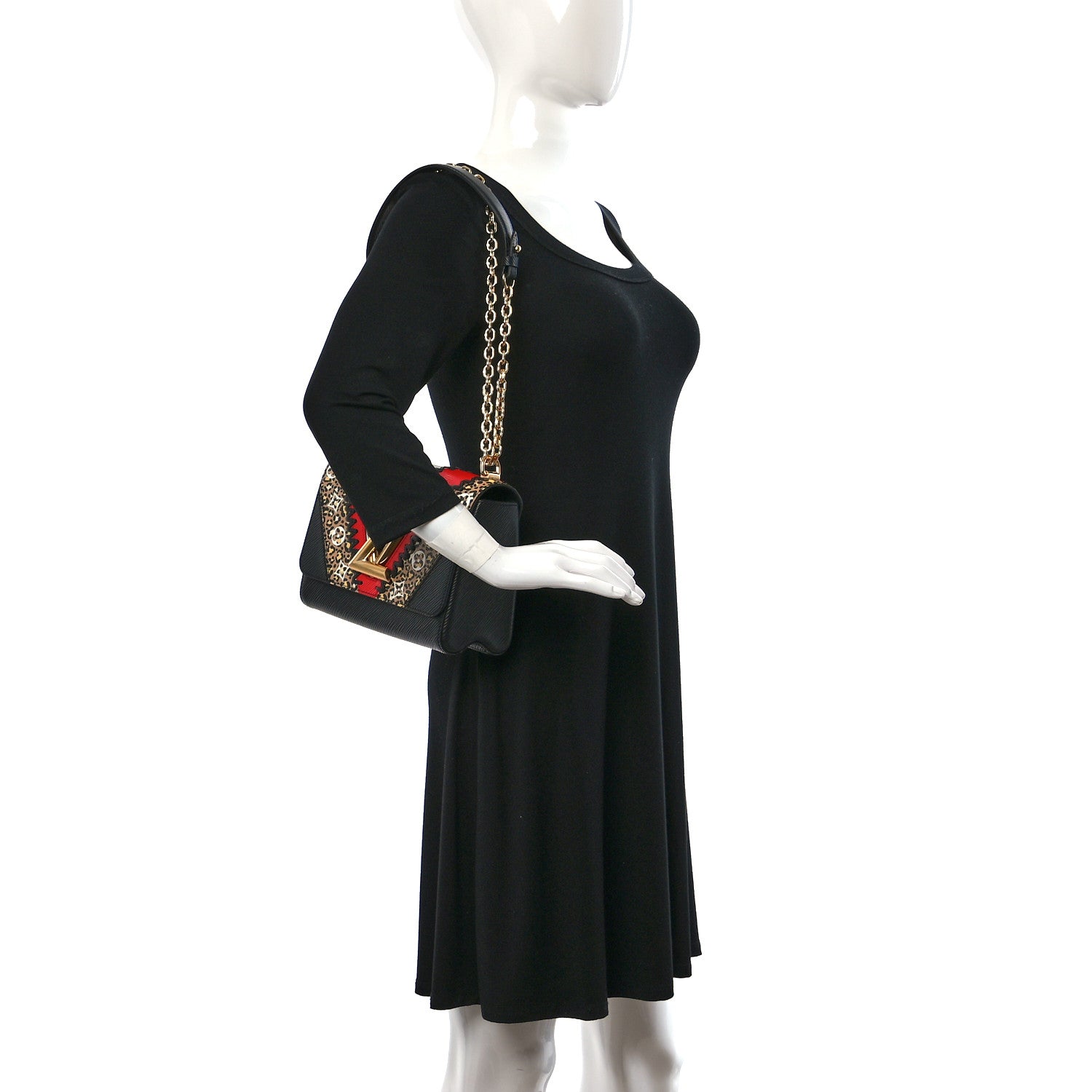 Louis Vuitton Epi Jungle Twist Shoulder Bag MM Black Coquelicot 2 of 9