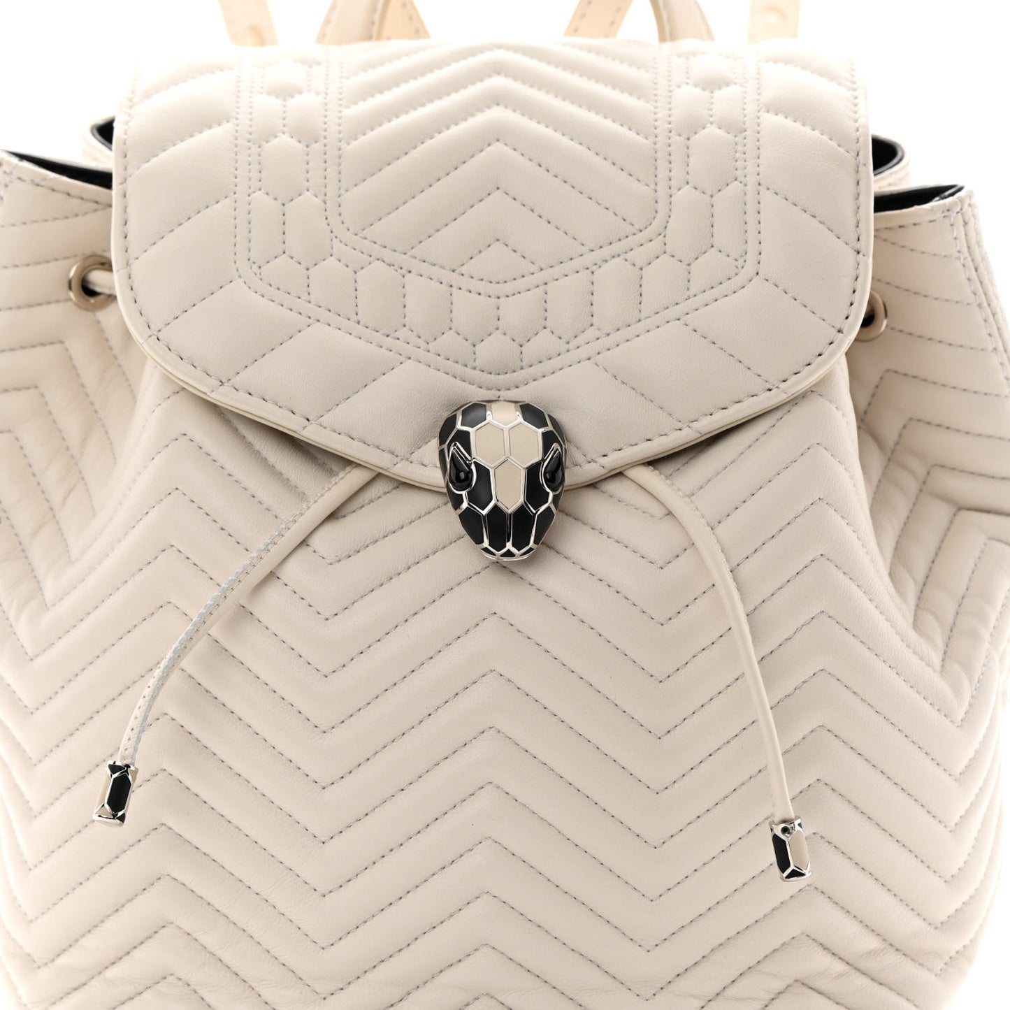 Calfskin Quilted Serpenti Forever Backpack White