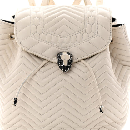 Bulgari Calfskin Quilted Serpenti Forever Backpack White 8 of 11