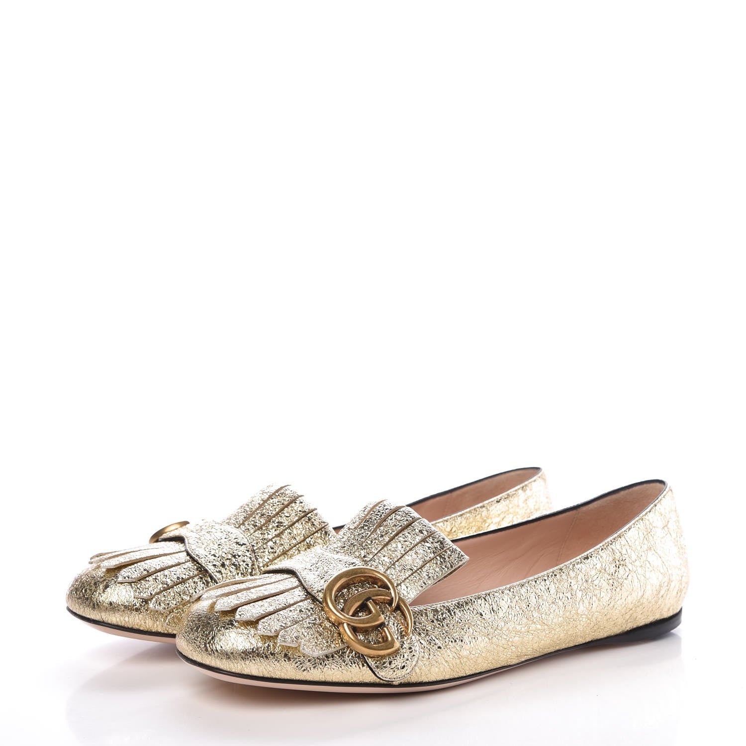 Gucci Galassia GG Marmont Fringe Flats 38 Platino 3 of 10