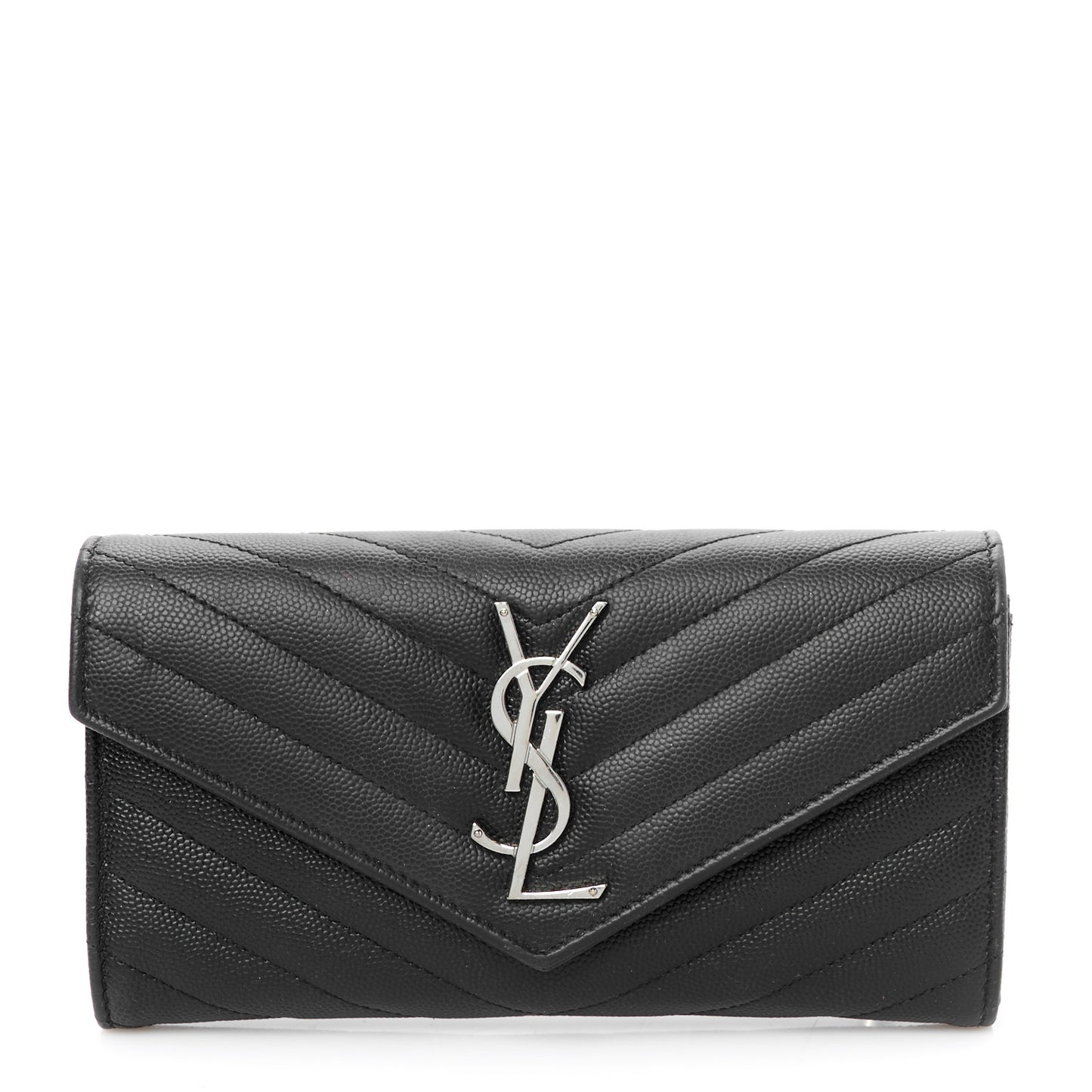 Grain De Poudre Matelasse Chevron Monogram Flap Wallet Black