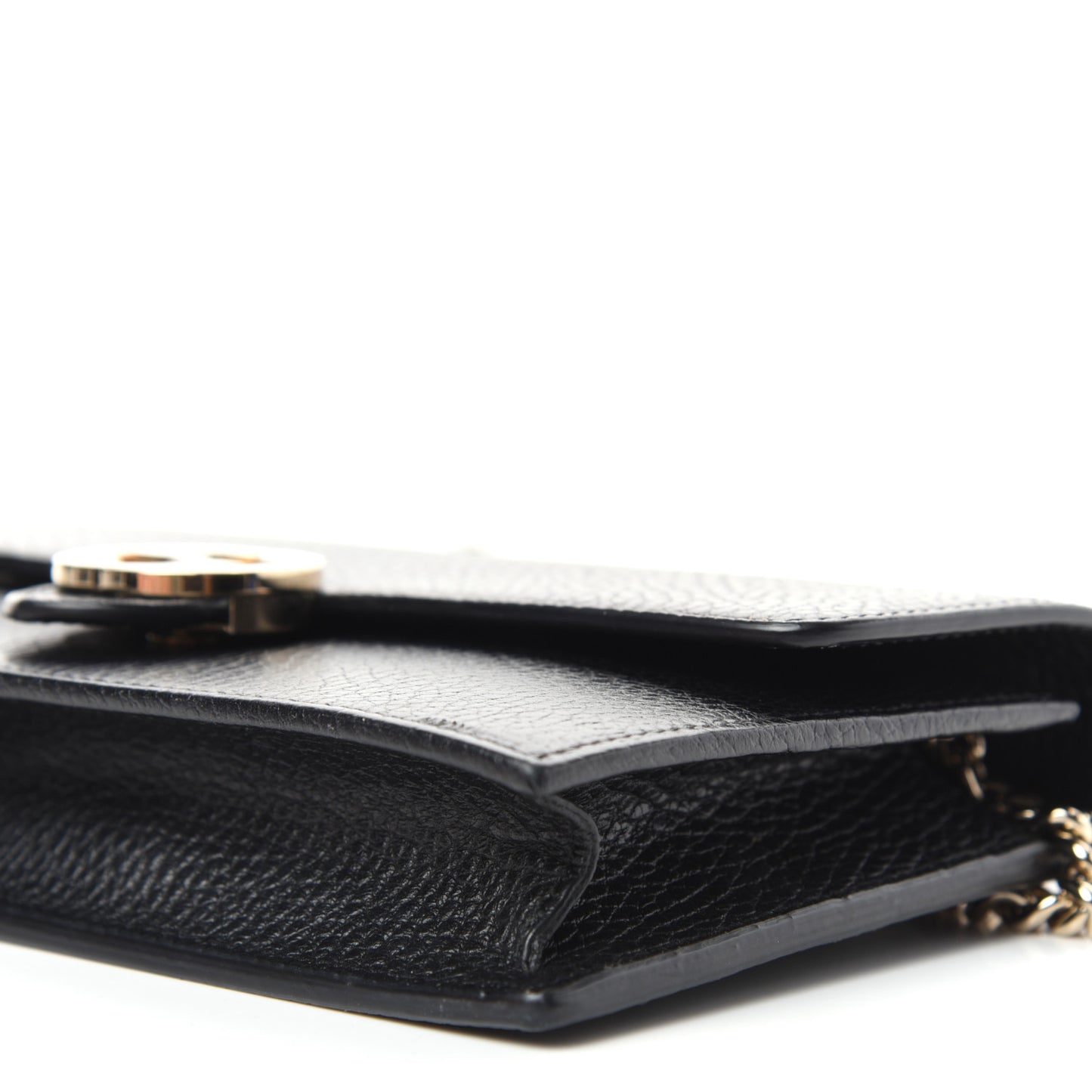 Dollar Calfskin Interlocking G Chain Wallet Black