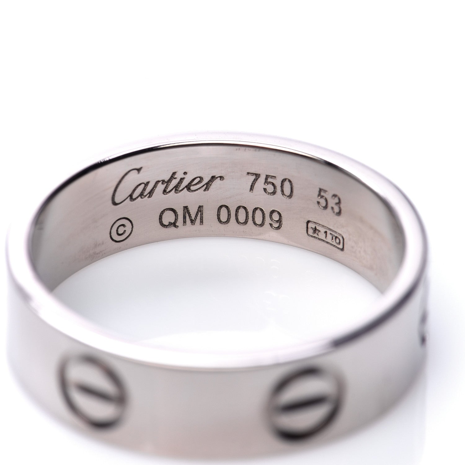 Cartier 18K White Gold 5.5mm LOVE Ring 53 6.5 5 of 6