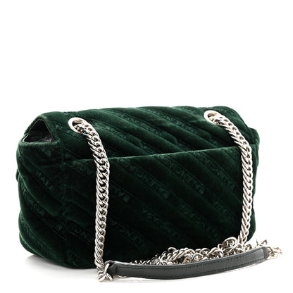 Balenciaga Velvet Logo Matelasse S BB Round Shoulder Bag Vert Emeraude 3 of 11