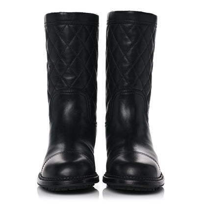Chanel Calfskin Quilted CC Boots 36.5 Black 2 of 7