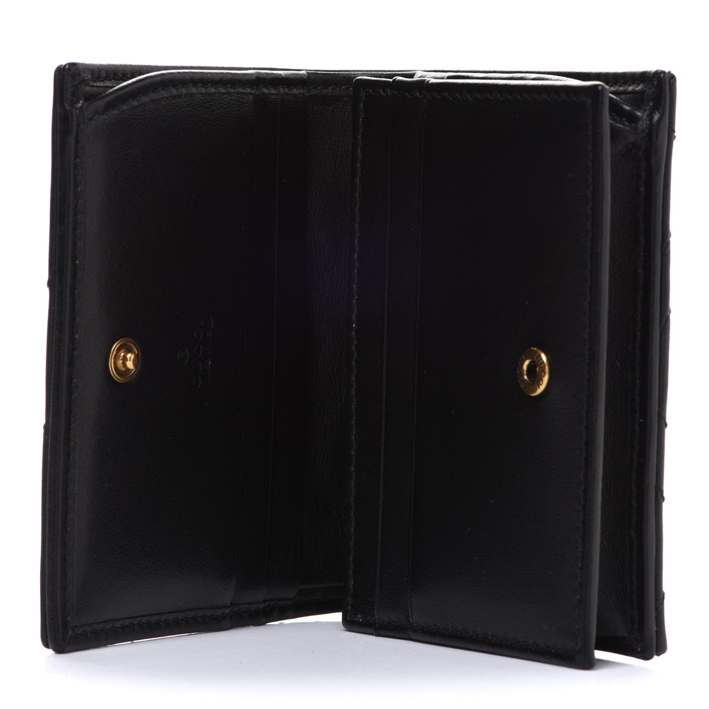 Calfskin Matelasse GG Marmont Card Case Wallet Black