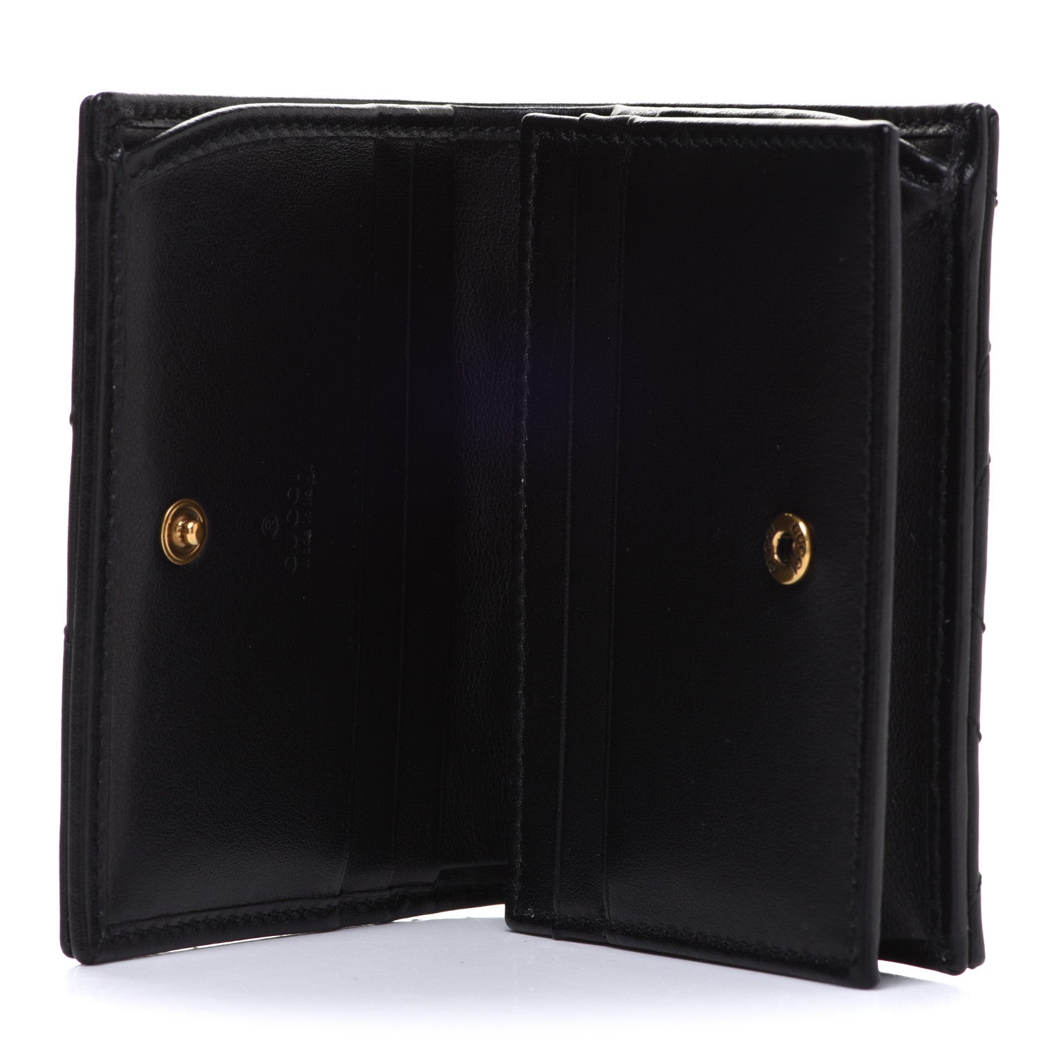 Gucci Calfskin Matelasse GG Marmont Card Case Wallet Black 5 of 9