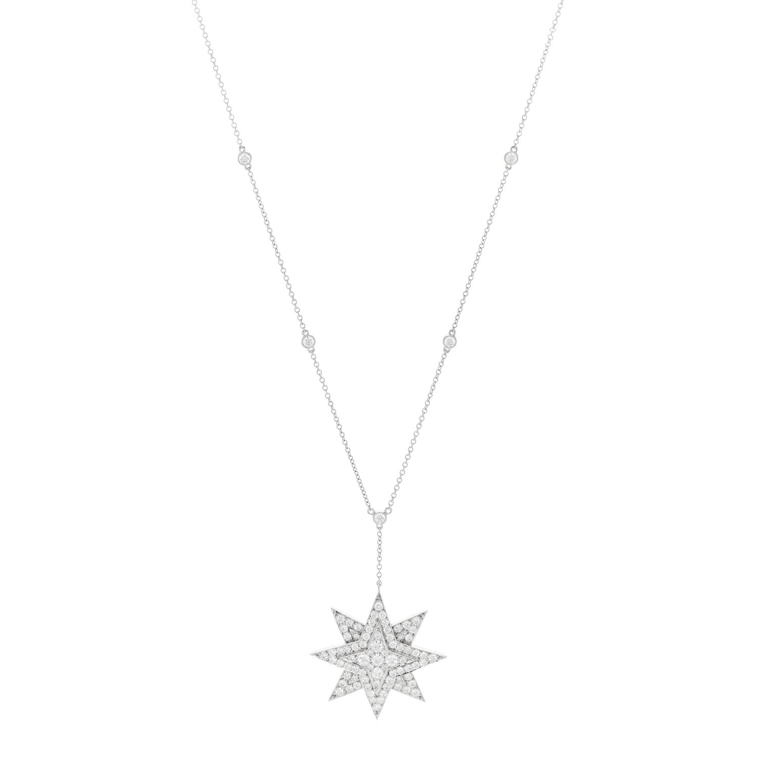 Tiffany Platinum Diamond Star Drop Necklace 1 of 6