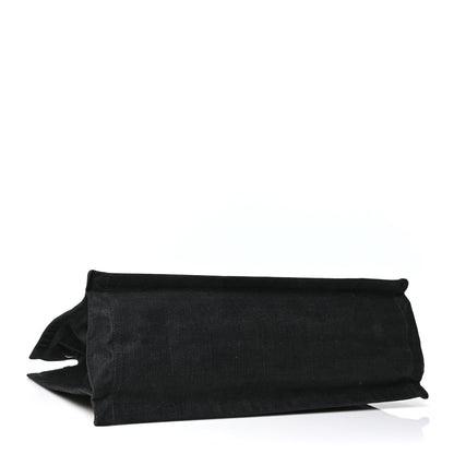 Saint Laurent Embroidered Cotton Linen Rive Gauche Noe Tote Black Beige 4 of 9