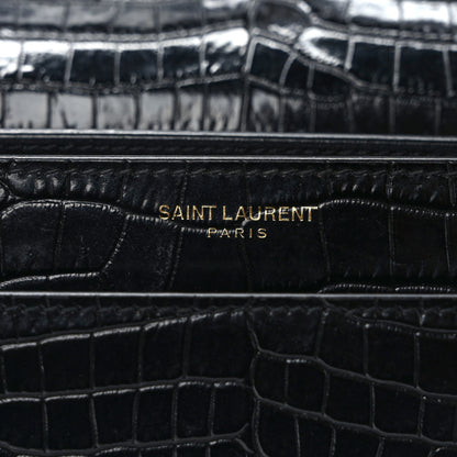 Saint Laurent Calfskin Crocodile Embossed Medium Monogram Sunset Black 6 of 10