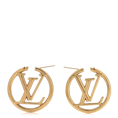Louis Vuitton Metal Louise Hoop Earrings Gold 3 of 4