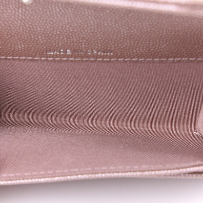 Chanel Metallic Caviar Chevron Quilted Vintage Mademoiselle Flap Card Holder Pink 4 of 10
