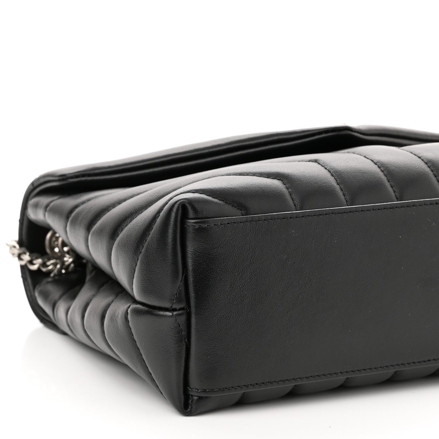 Calfskin Y Quilted Monogram Small Loulou Chain Satchel Black