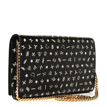 Saint Laurent Grain De Poudre Zodiac Print Small Monogram Kate Satchel Black Black 3 of 6