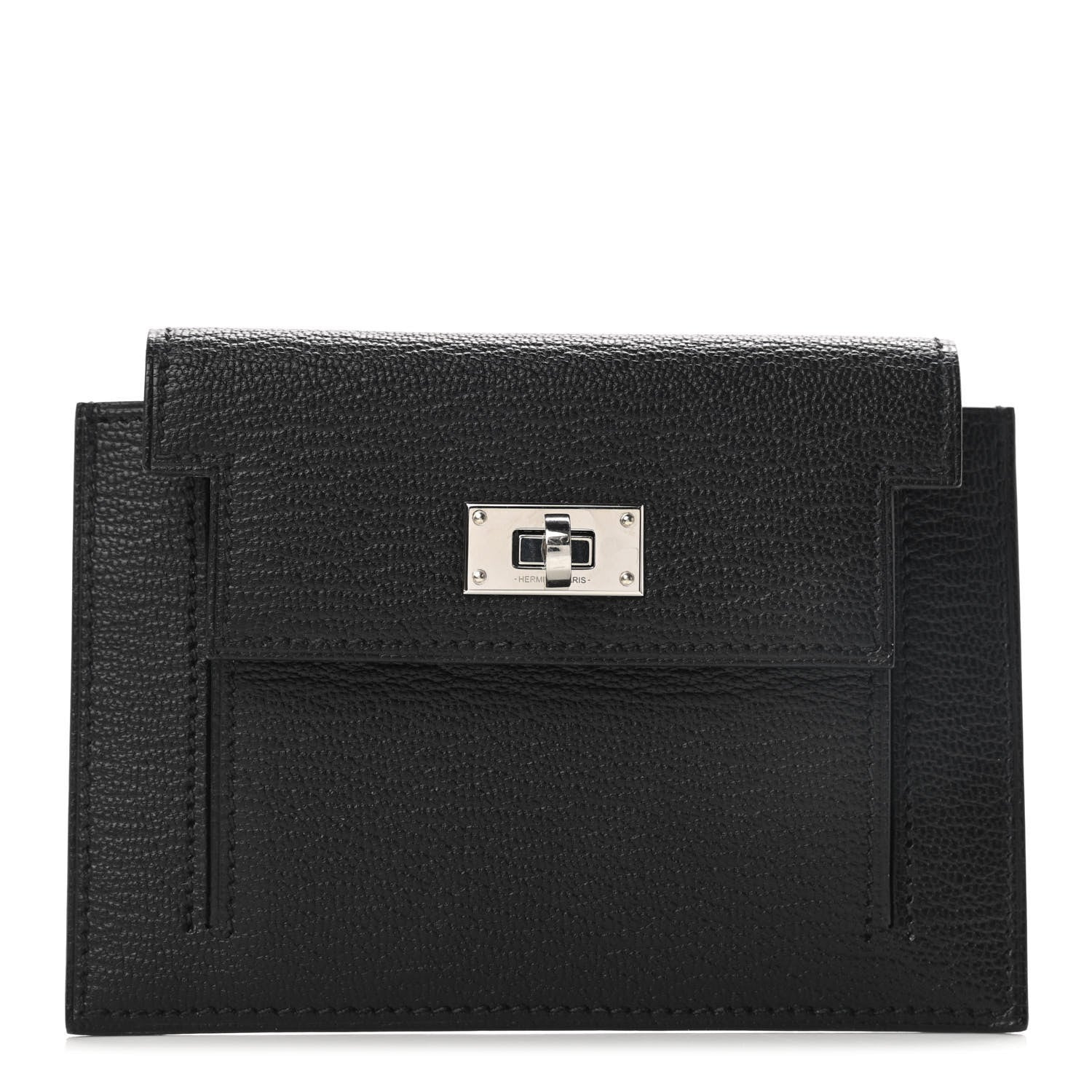 Hermes Chevre Mysore Kelly Pocket Compact Wallet Black 1 of 7