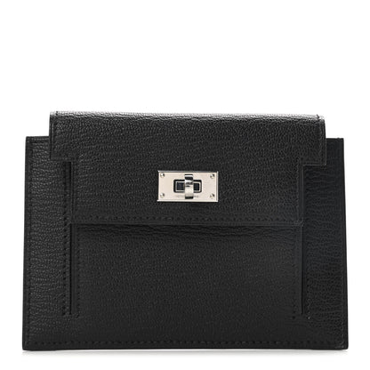 Hermes Chevre Mysore Kelly Pocket Compact Wallet Black 1 of 7