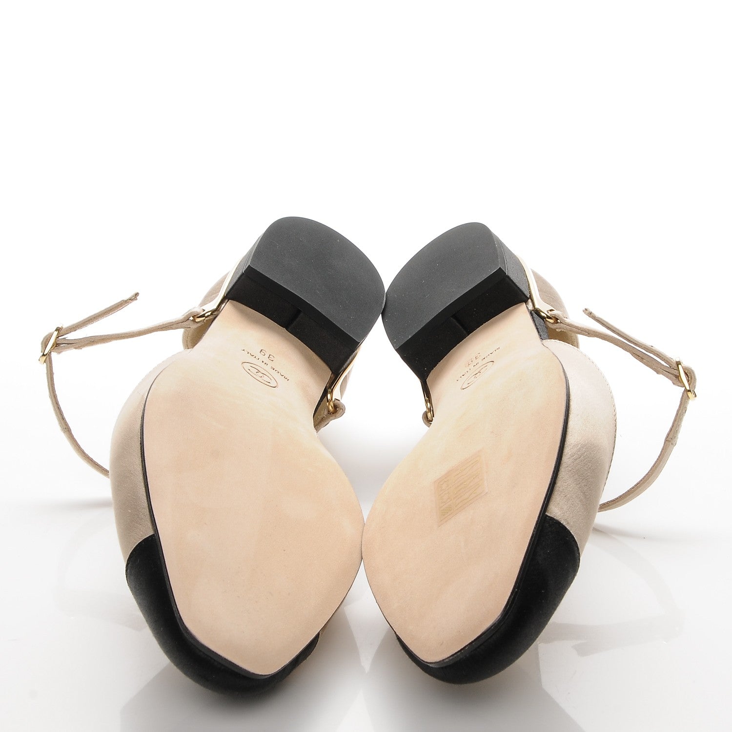 Chanel Satin Cap Toe CC Flats 39 Beige Black 5 of 8