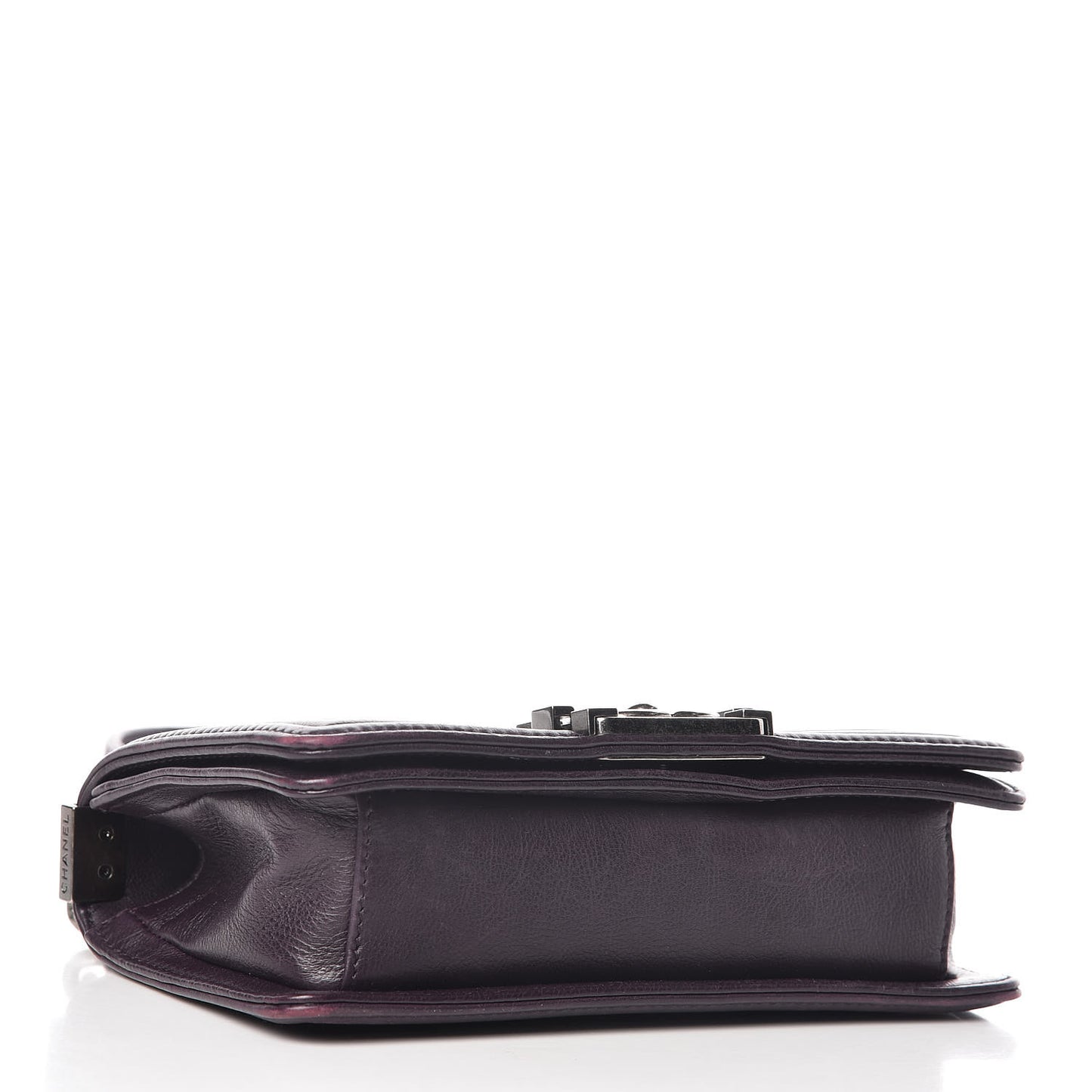 Calfskin Crystal Embossed Small Boy Flap Plum