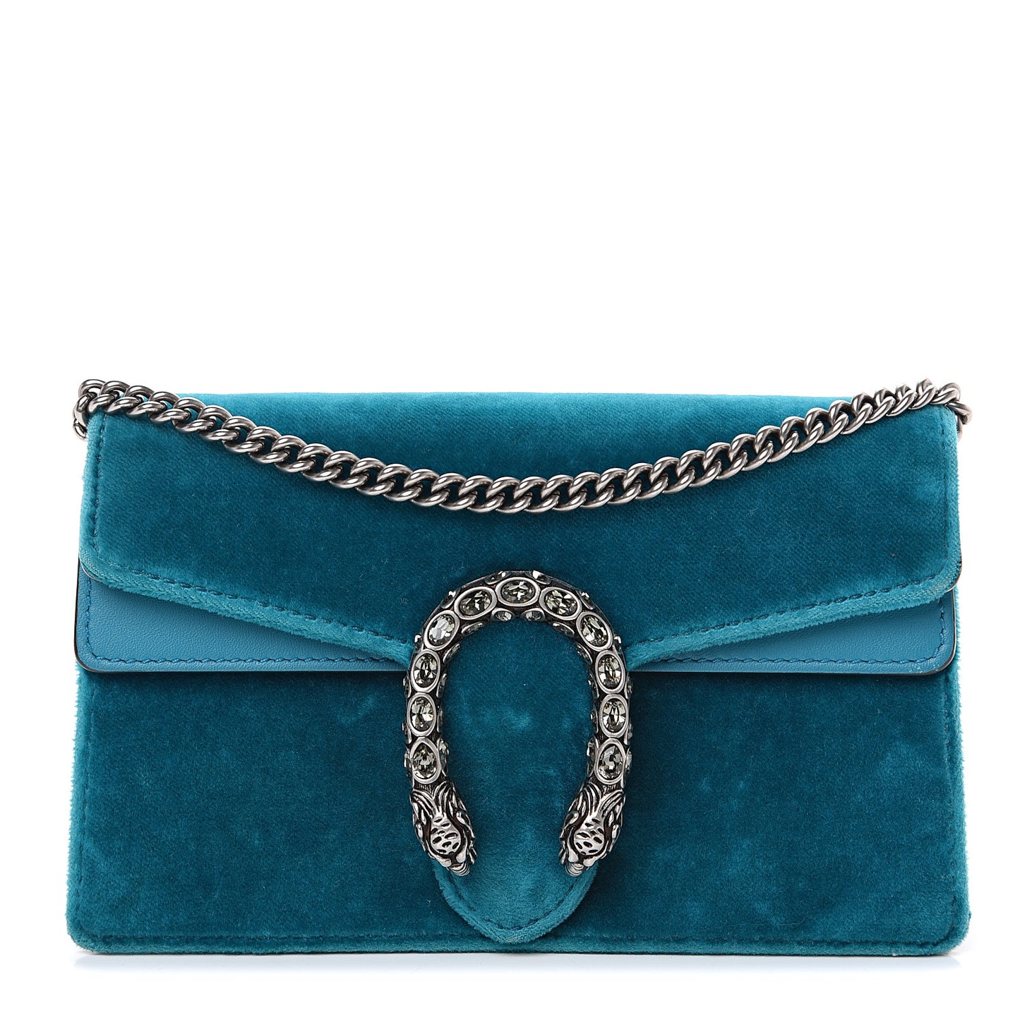 Velvet Super Mini Dionysus Shoulder Bag Pavone Cyan