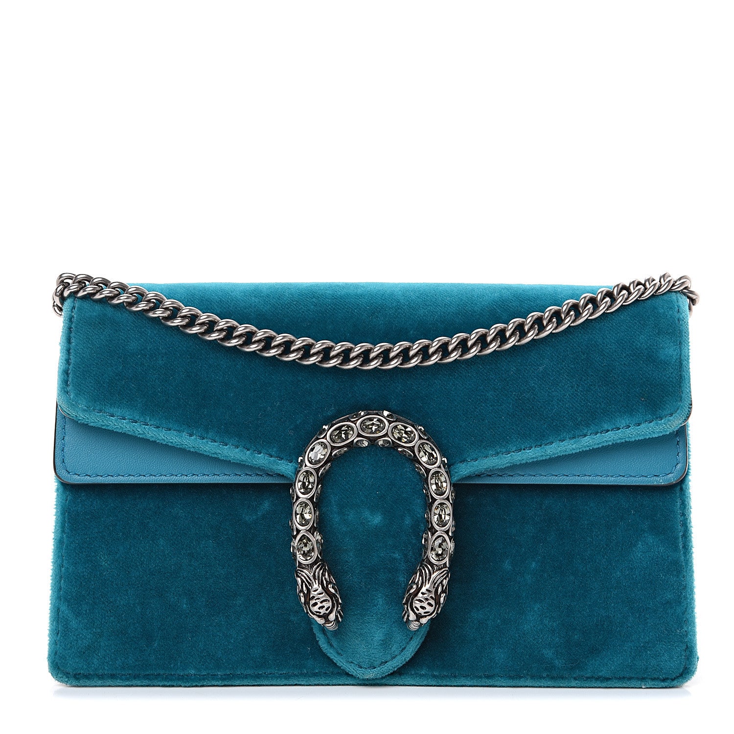 Gucci Velvet Super Mini Dionysus Shoulder Bag Pavone Cyan 1 of 7