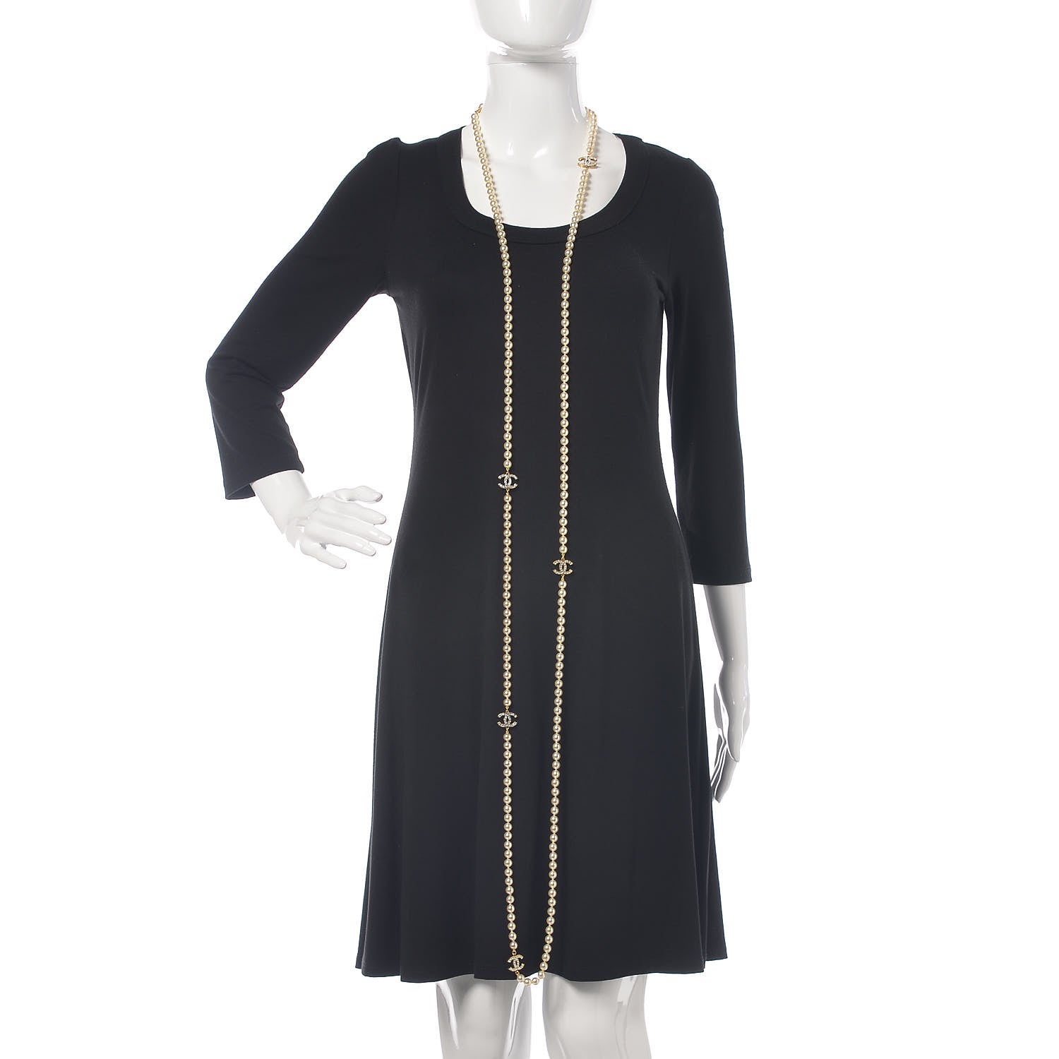 Chanel Pearl Crystal Long CC Necklace Gold 2 of 7