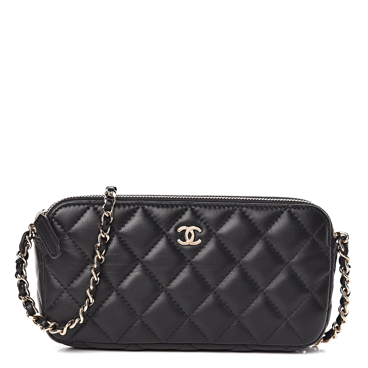 Chanel Lambskin Quilted Small Clutch With Chain Black 1 of 17