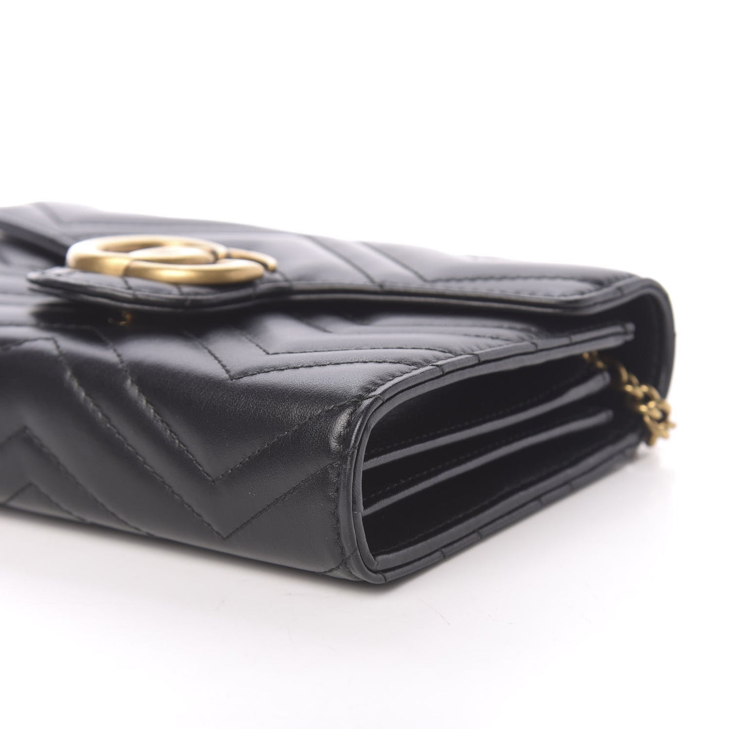 Calfskin Matelasse GG Marmont Chain Wallet Black