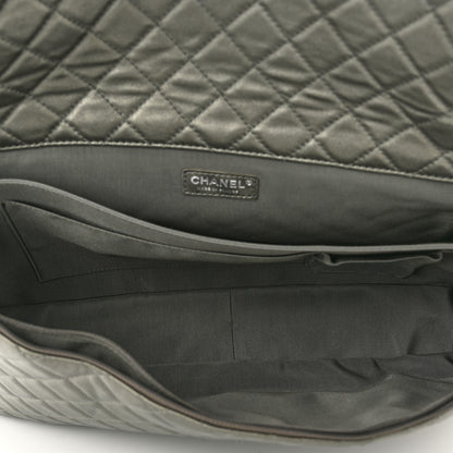 Chanel Metallic Calfskin Quilted XXL Travel Flap Bag Dark Silver 5 of 10