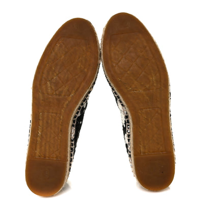 Chanel Printed Tweed Patent Calfskin CC Espadrilles 36 Black White 5 of 9