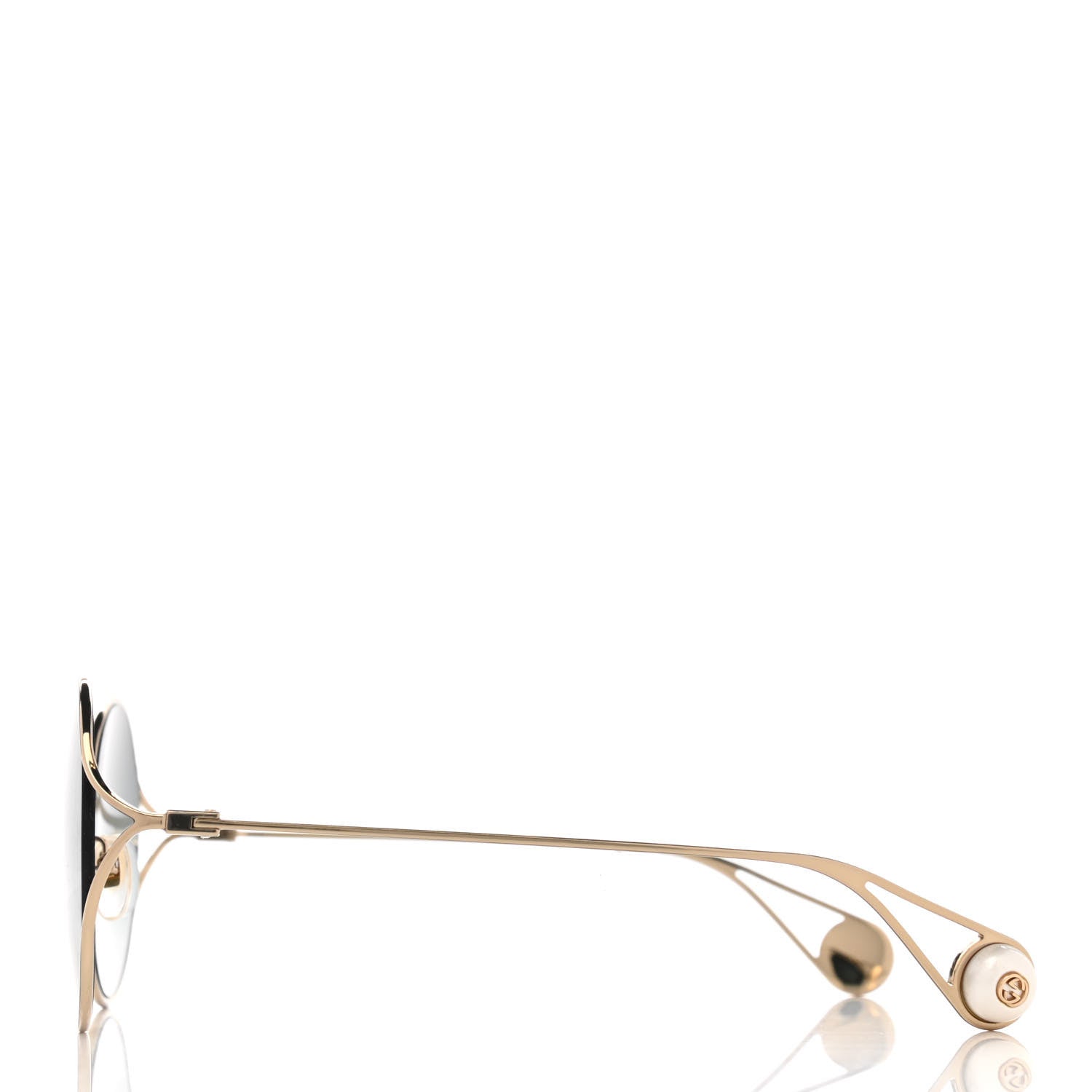 Gucci Metal Round Pearl Tip Sunglasses GG0253S Gold 3 of 8