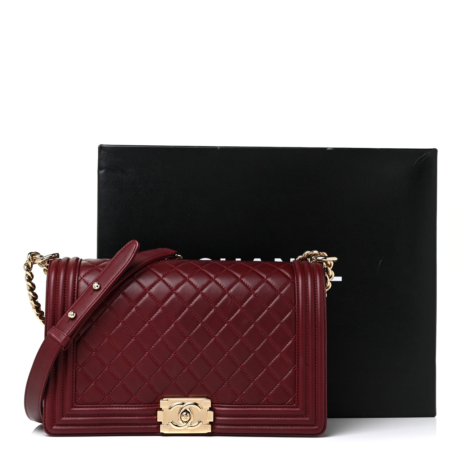 Chanel Lambskin Quilted New Medium Boy Flap Dark Red 15 of 15
