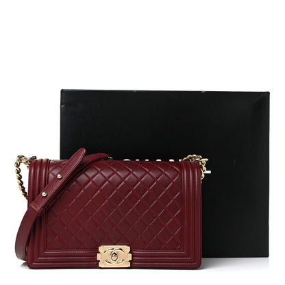 Chanel Lambskin Quilted New Medium Boy Flap Dark Red 15 of 15