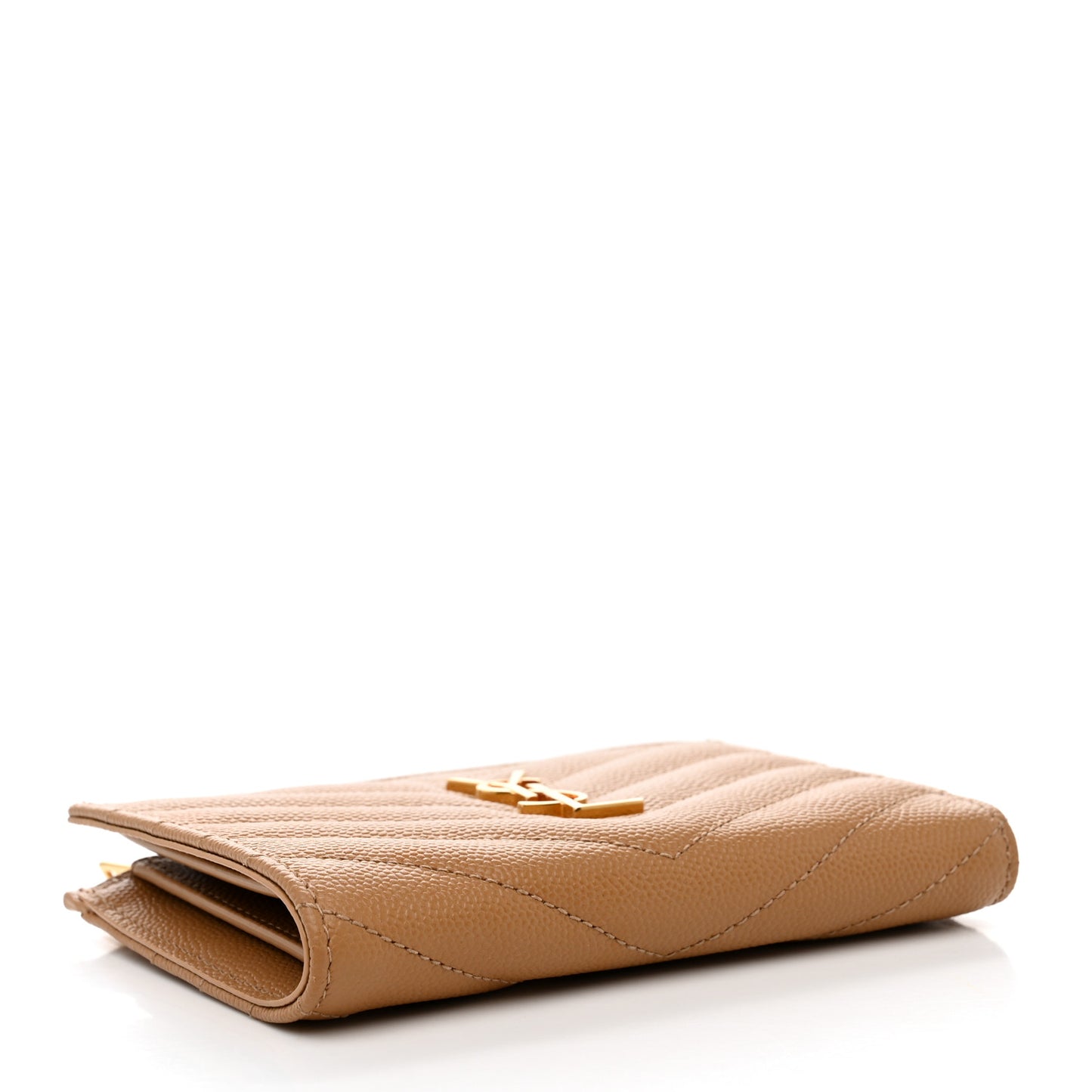 Grain De Poudre Matelasse Chevron Monogram Zipped Two-Part Wallet Natural Dark