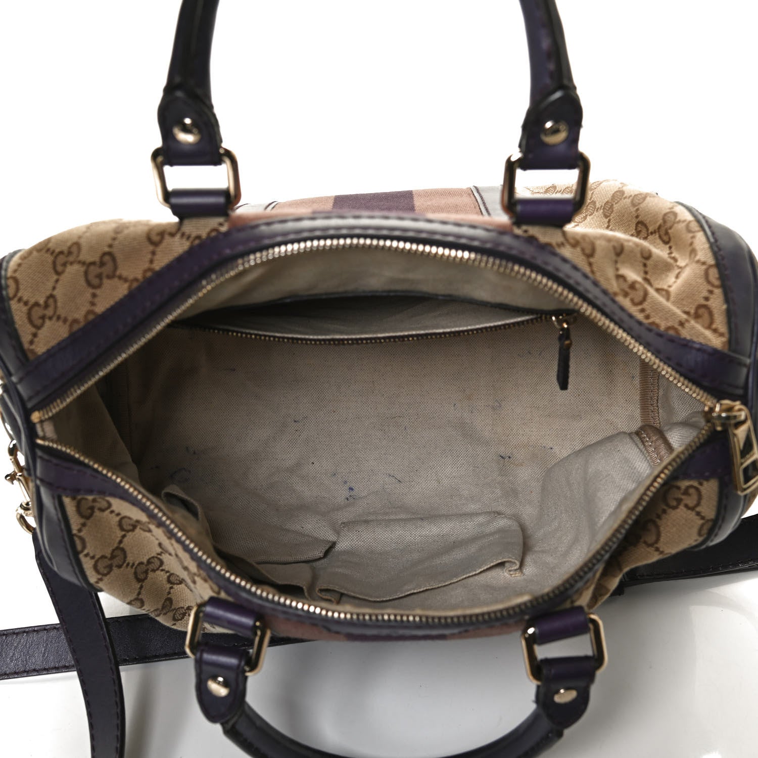 Gucci Monogram Vintage Web Medium Boston Dark Purple 5 of 12