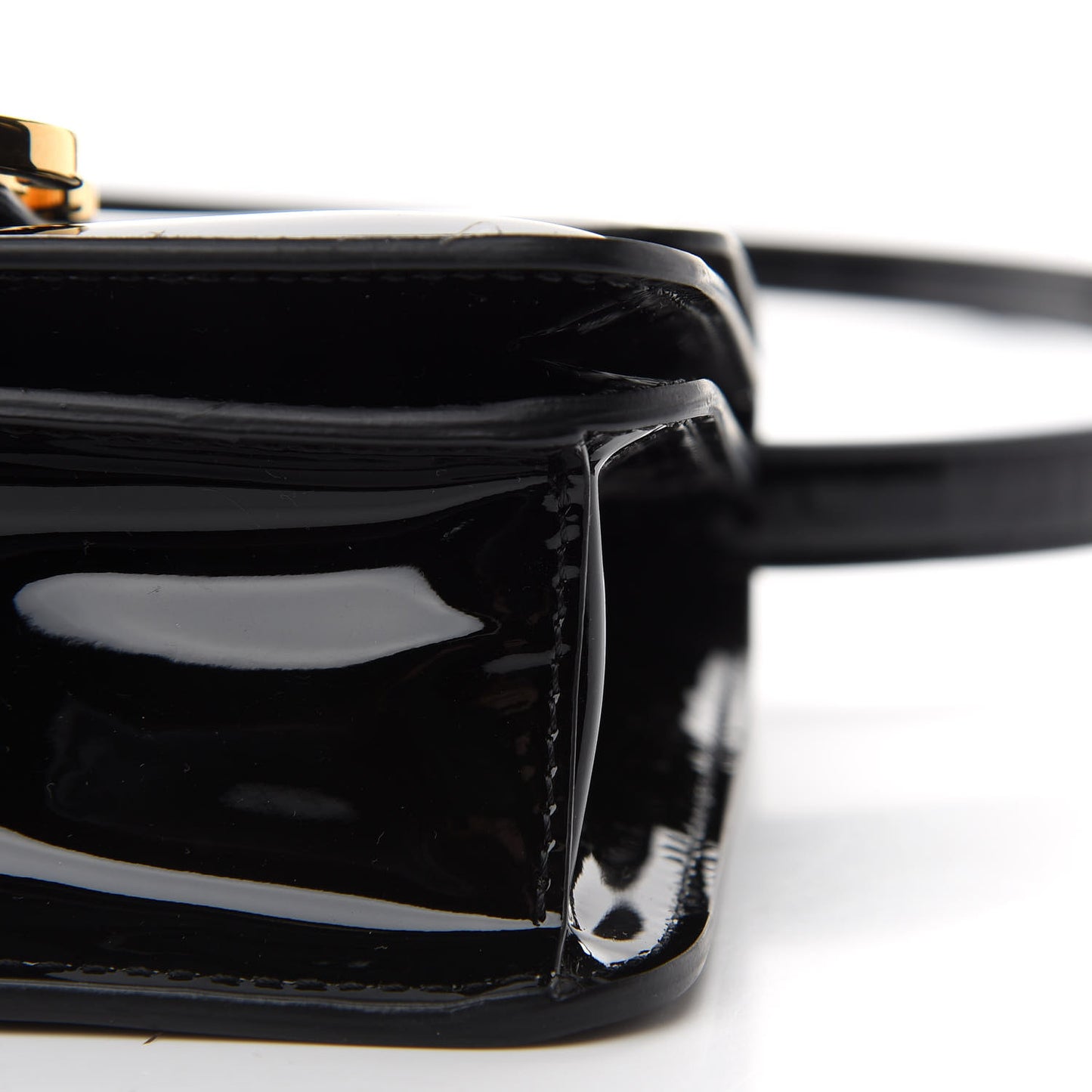 Vitello Vernice Mou Karligraphy Crossbody Bag Black