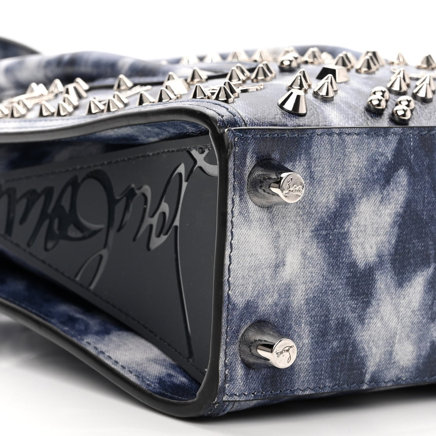 Metallic Calfskin Tie Dye Spikes Loubinthesky Mini Paloma Multicolor Silver