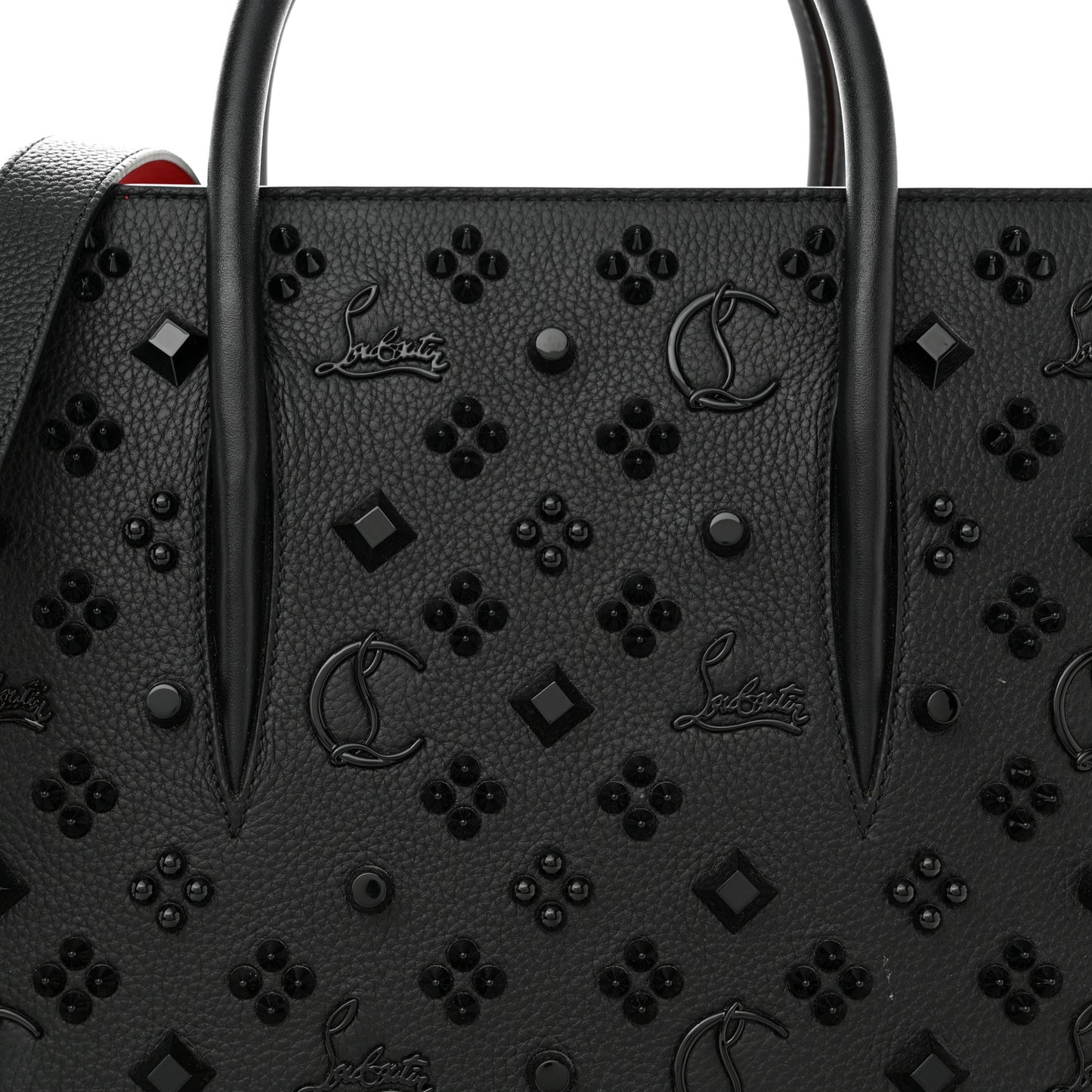 Calfskin Spikes Loubinthesky Medium Paloma Black
