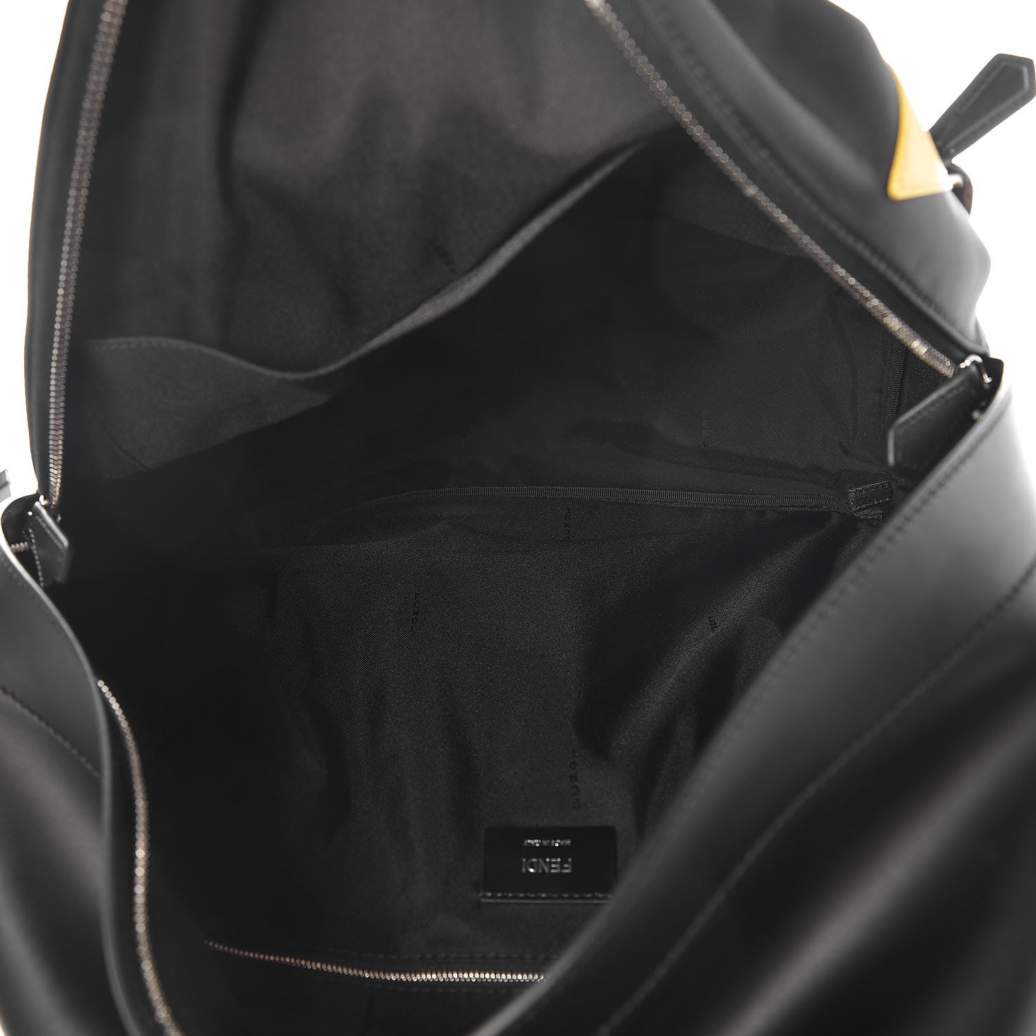 Fendi Nylon Vitello Liberty Vitello Dolce Monster Eyes Rounded Backpack Black Sunflower 5 of 7