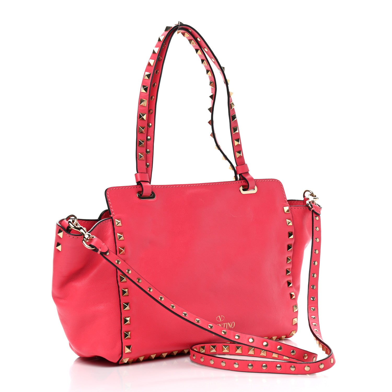 Valentino Garavani Vitello Small Rockstud Tote Raspberry 2 of 12