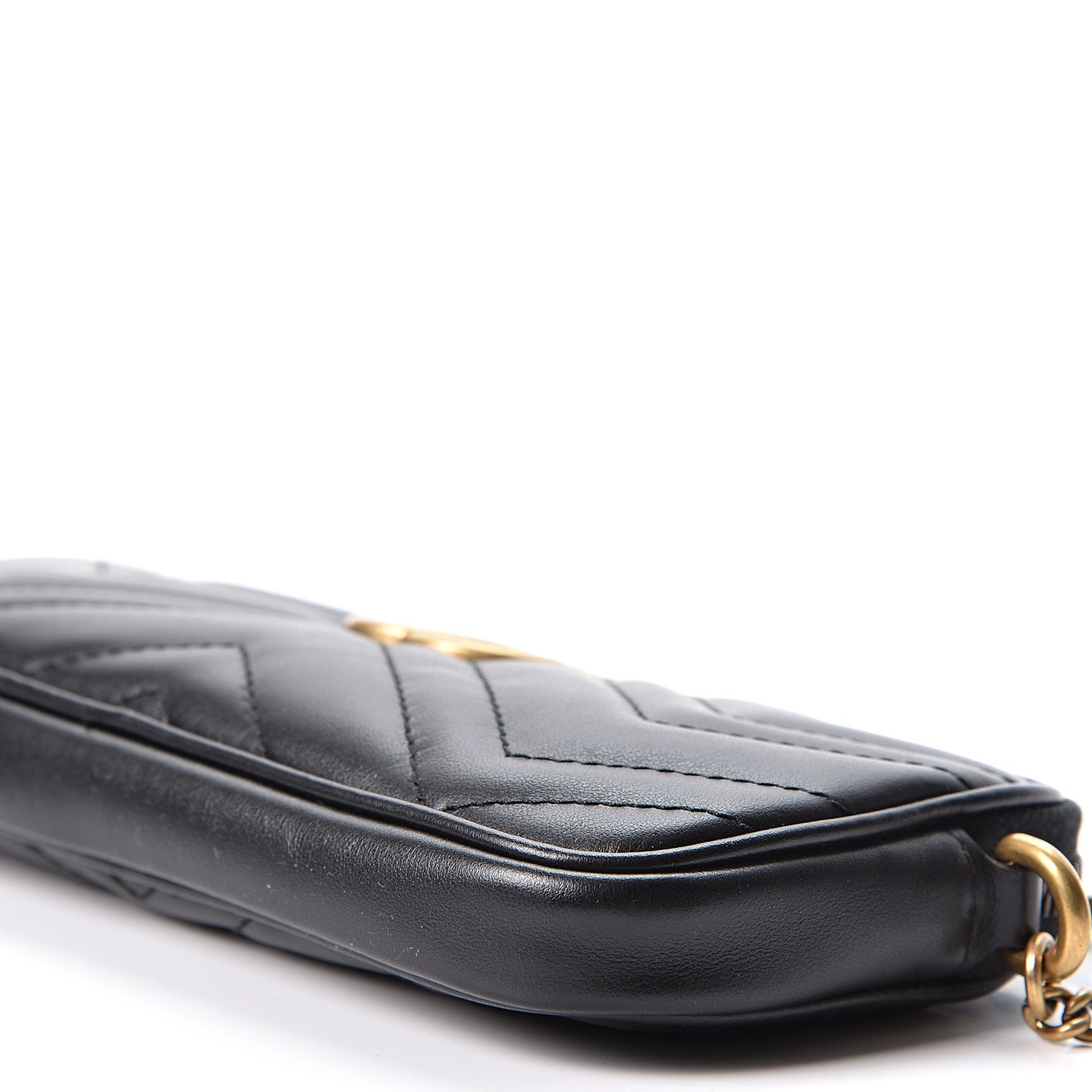 Calfskin Matelasse Mini GG Marmont Chain Crossbody Bag Black