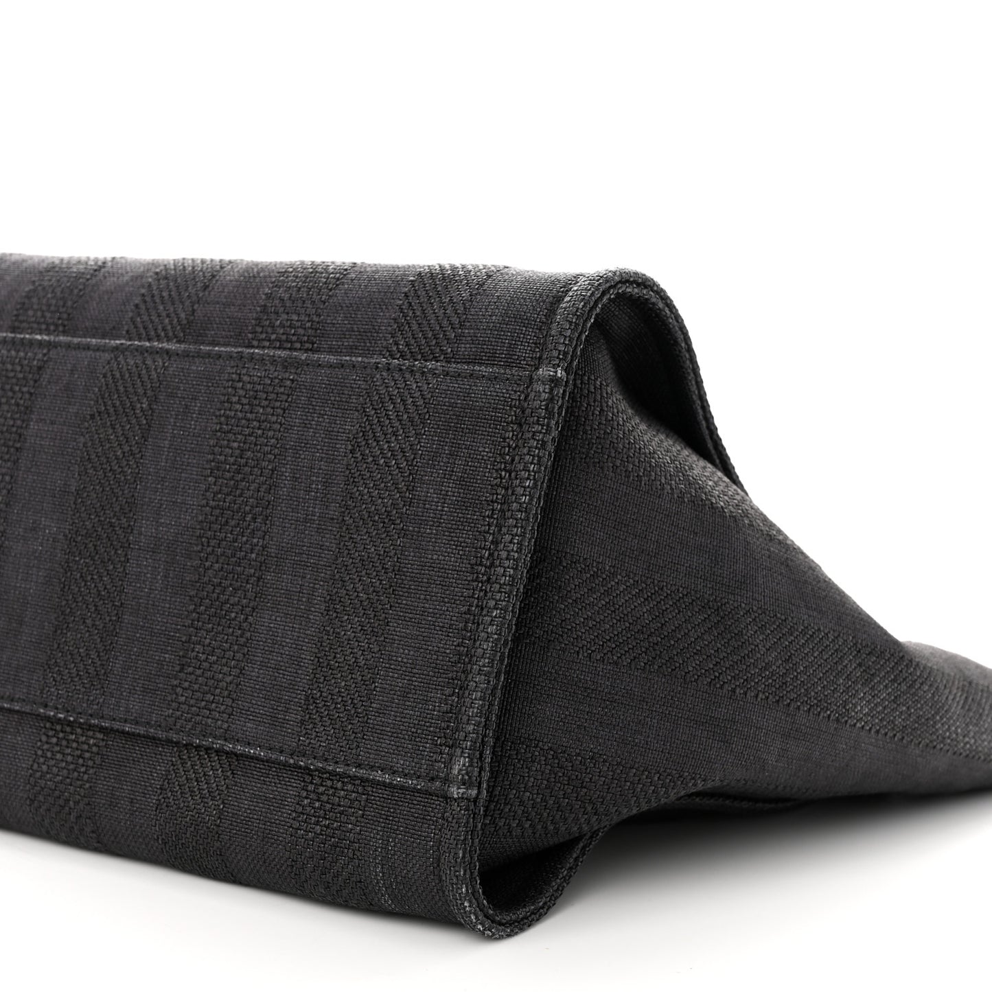 Mixed Fibers Calfskin Striped Medium Deauville Tote Black