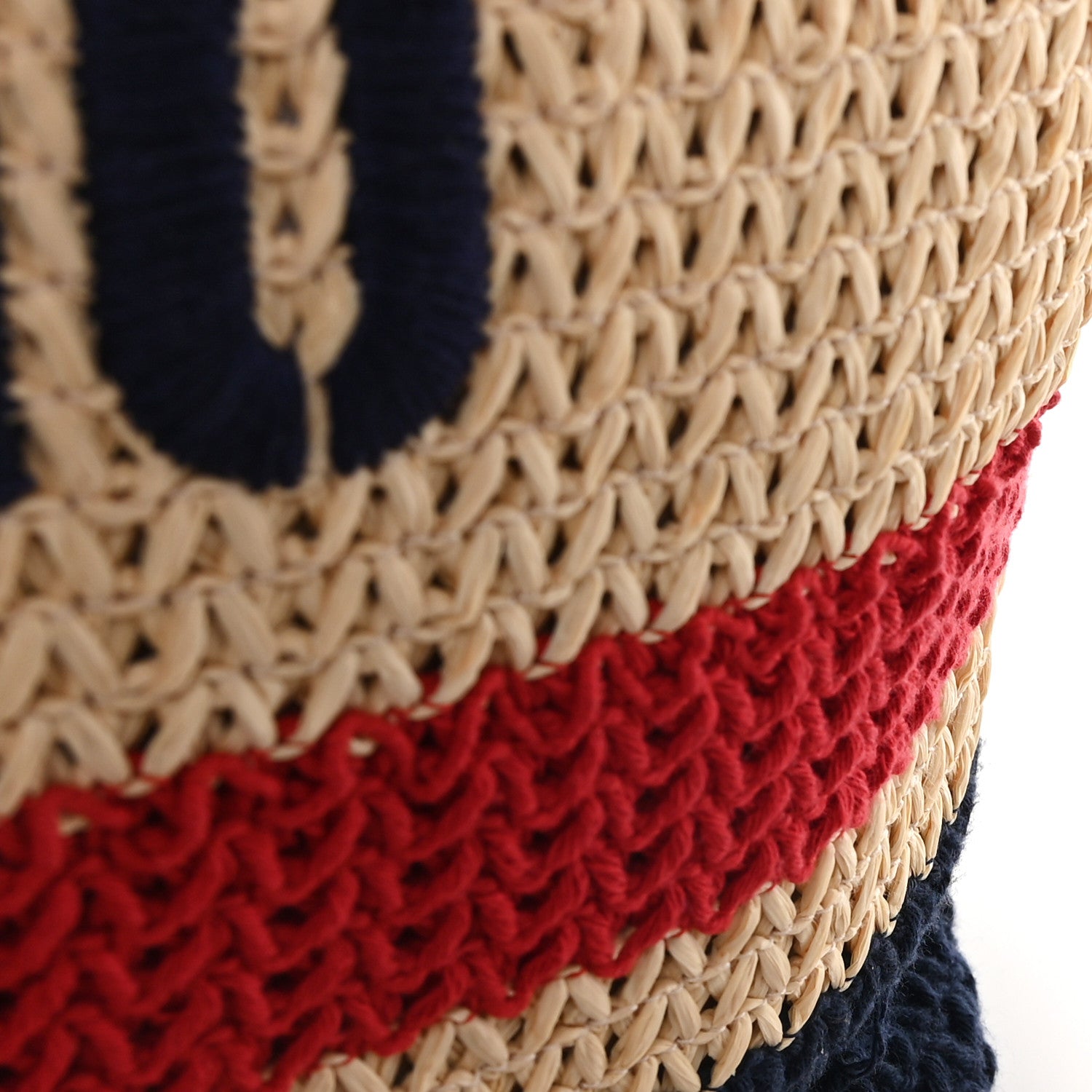 Miu Miu Raffia Crochet Stripe Tote Natural Blue 10 of 10