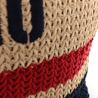 Miu Miu Raffia Crochet Stripe Tote Natural Blue 10 of 10