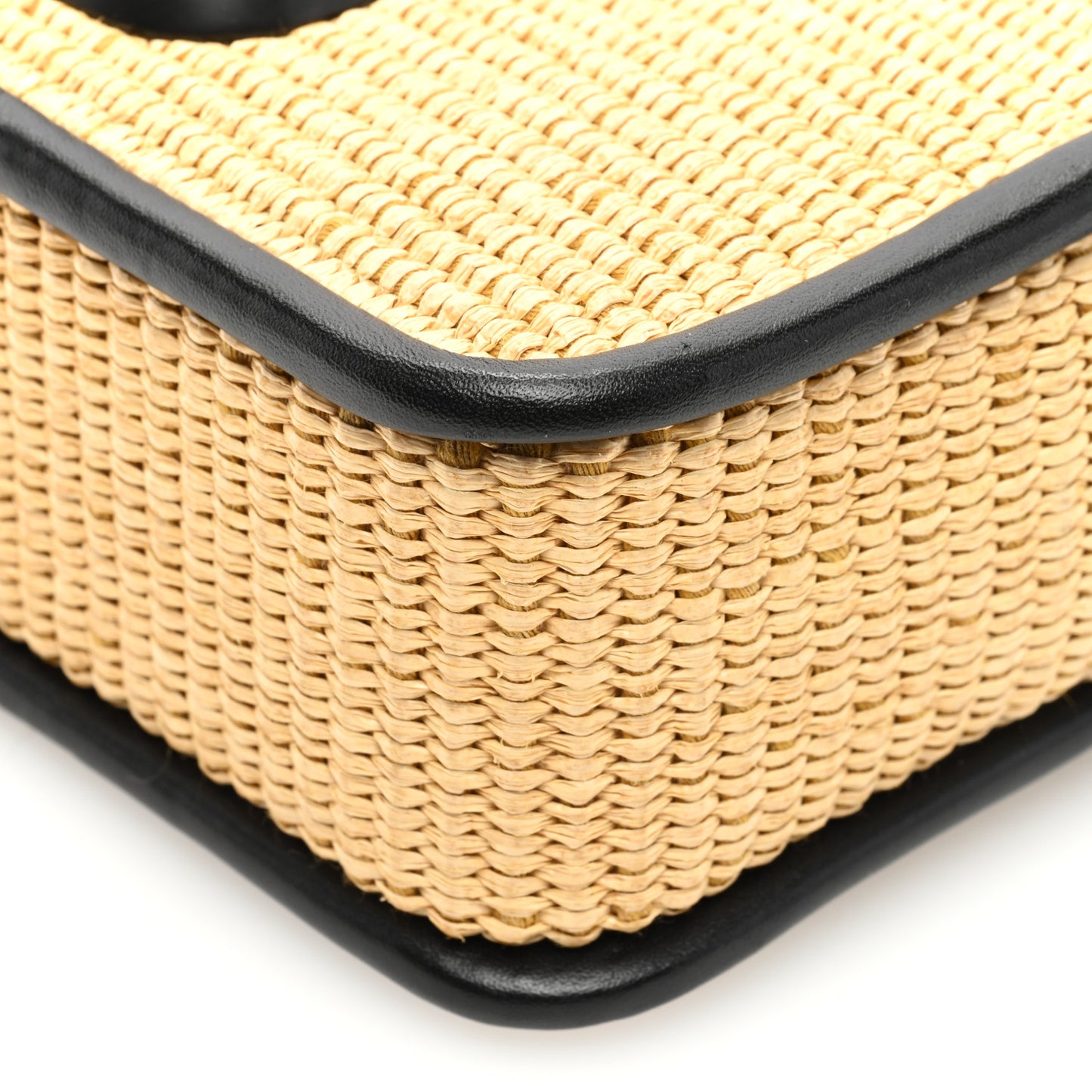 Calfskin Woven Straw Small Snapshot Camera Bag Beige