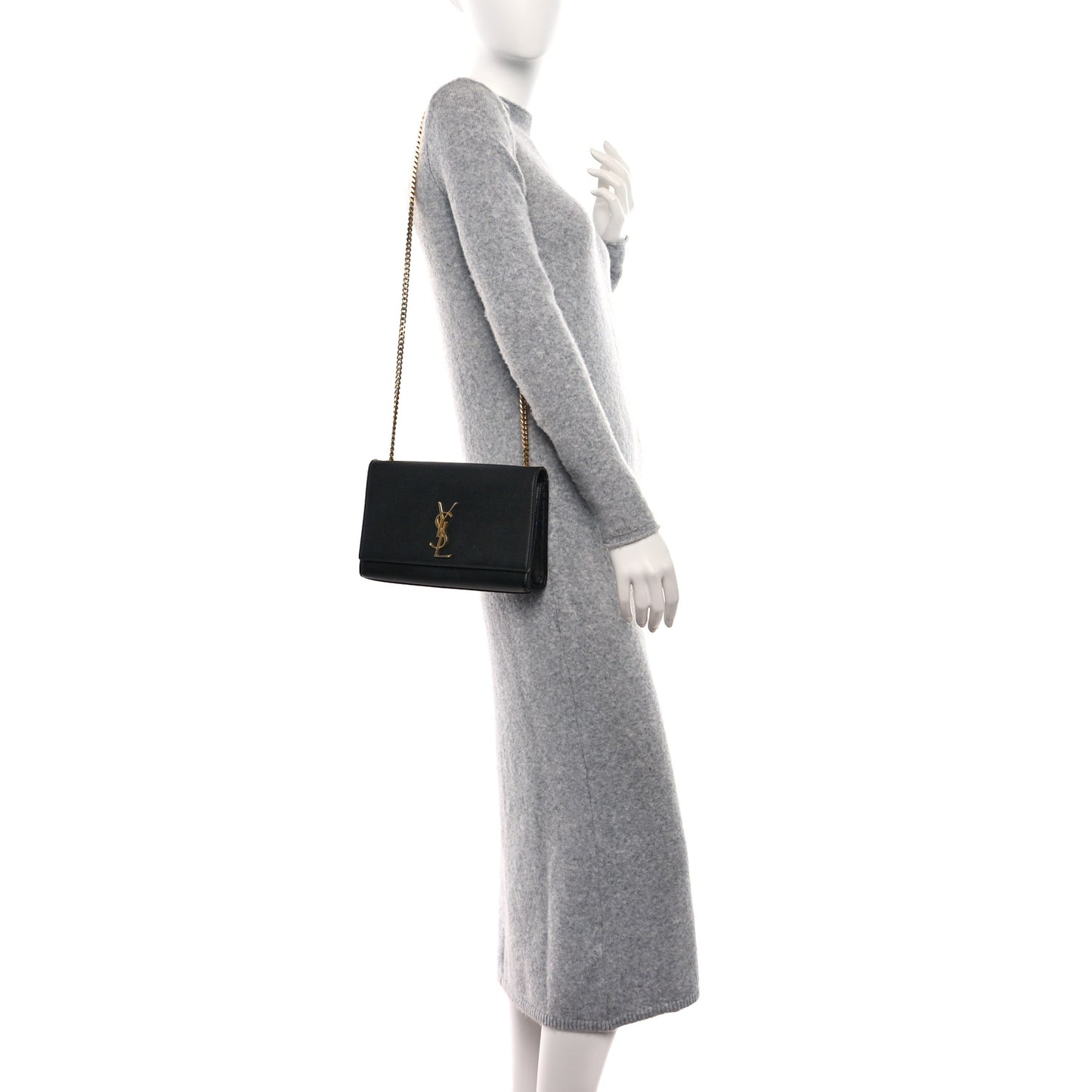 Grain De Poudre Medium Classic Monogram Kate Satchel Black