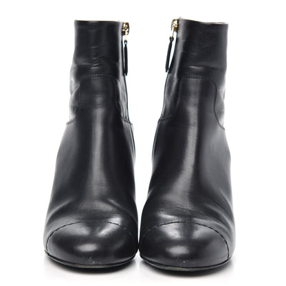 Chanel Tumbled Calfskin Cap Toe CC Short Boots 37 Black 2 of 11
