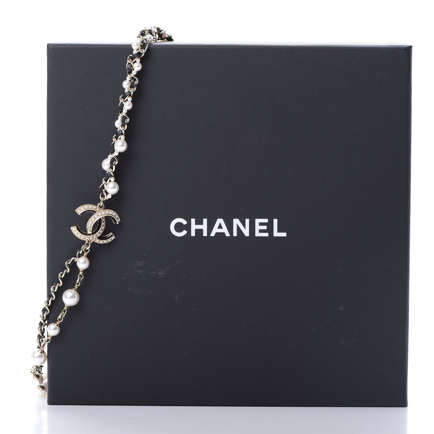 Chanel Lambskin Pearl CC Chain Multi Strand Necklace Black Gold 5 of 5